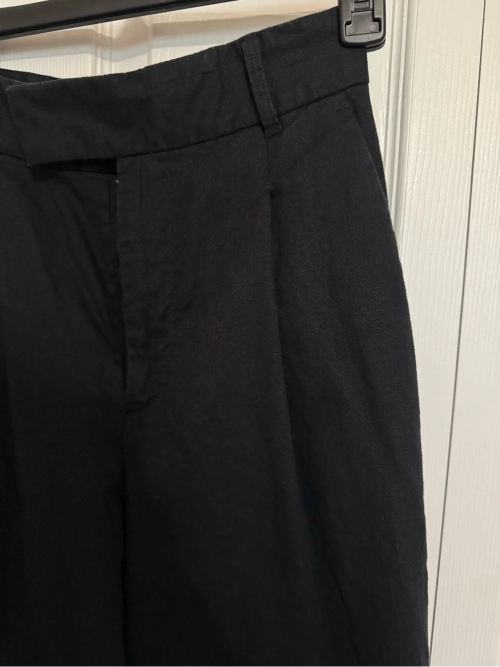 Banana Republic Black Wide-Leg High-Rise linen-blend Trousers - size 4 petite